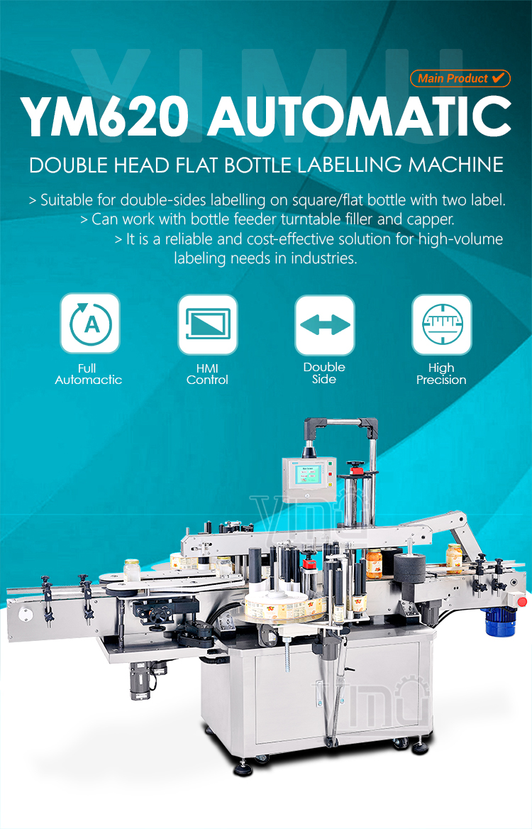 Double Sided Automatic Front Back Sides Flat Labeling Machine For Square Plastic Gallon