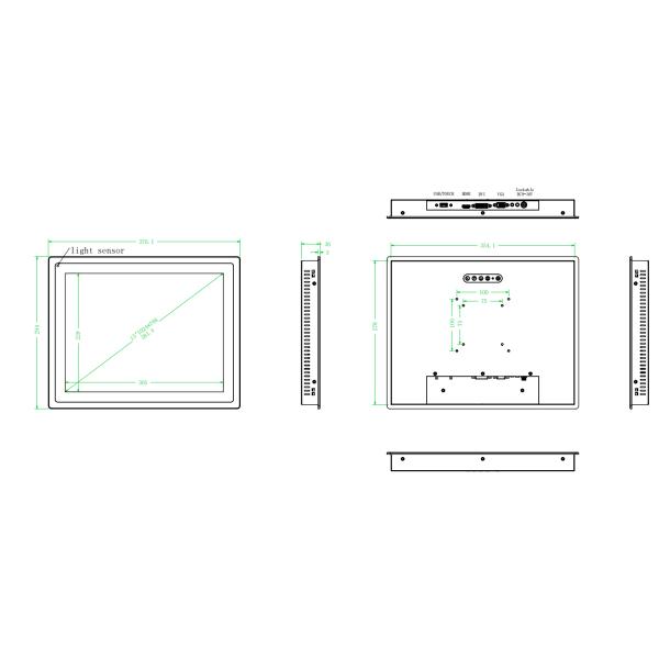 Industrial Grade Resistive Capacitive Touch Monitor 15 Inch Size High Performance Mainboard