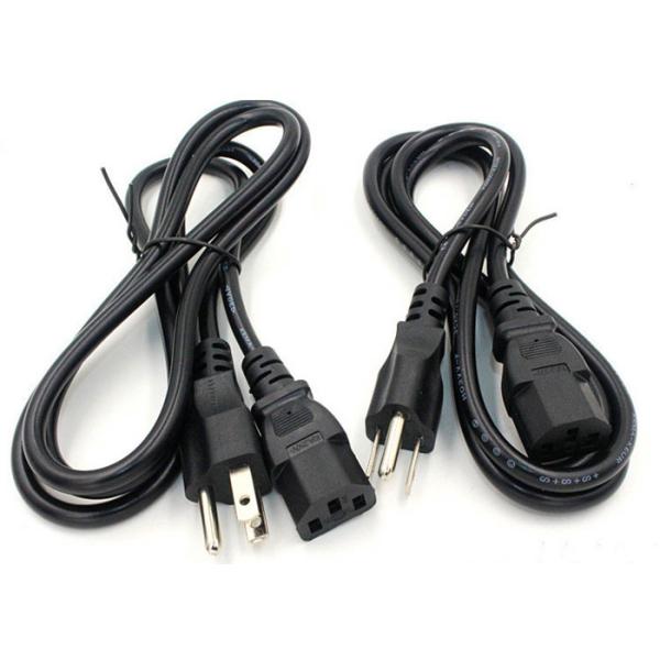 Custom AC DC Power Cable US Standard 3 - Prong Plug For Desktop Printer Monitors
