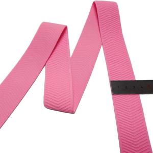 Pink Herringbone Webbing Polyester Elastic Band 3.5cm Width
