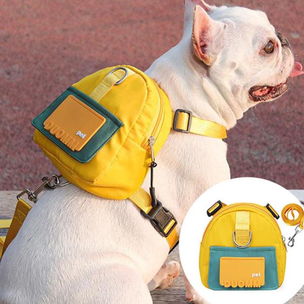 Colorful Small Dog Backpack Harness Adjustable Pet Harness Backpack With Traction Rope