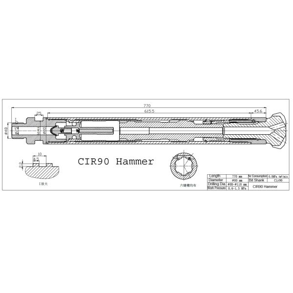 Hole Range Ф90mm-Ф110mm API 2 3/8" Reg DHD3.5 Down The Hole Drilling Tools DTH Hammer