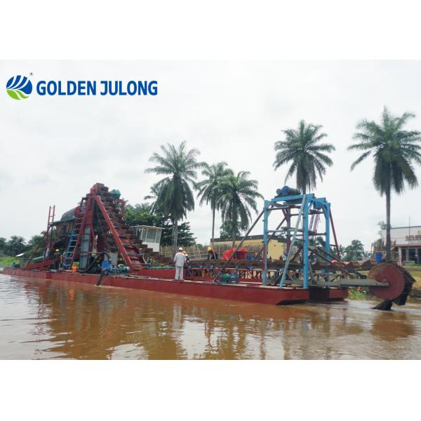 8 M 60 M3/Hr Mining Equipment Chain Bucket Dredger Equipped With Quality Engine 68 Pcs Bucket