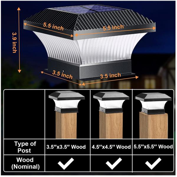 Outdoor LED Solar Powered Pillar Lights 2700K 2200mAH Multipurpose Solar Column Head Lighting