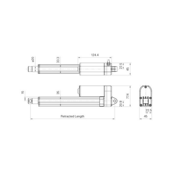 IP66 Dual Hall Sensor Industrial Electric Linear Actuators