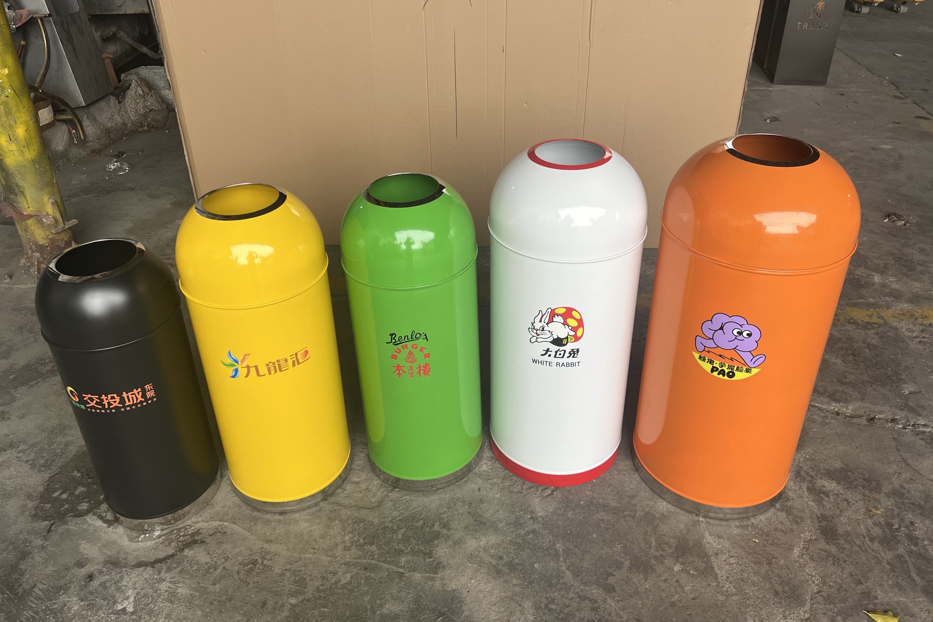 Modern Stainless Steel Open Top Dustbin Large Capacity Commercial Coffee Shop Hotel Vertical Waste Bin