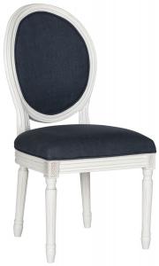 China French  New model modern style oval back white wood frame with  black  fabric wood dining chair on sale