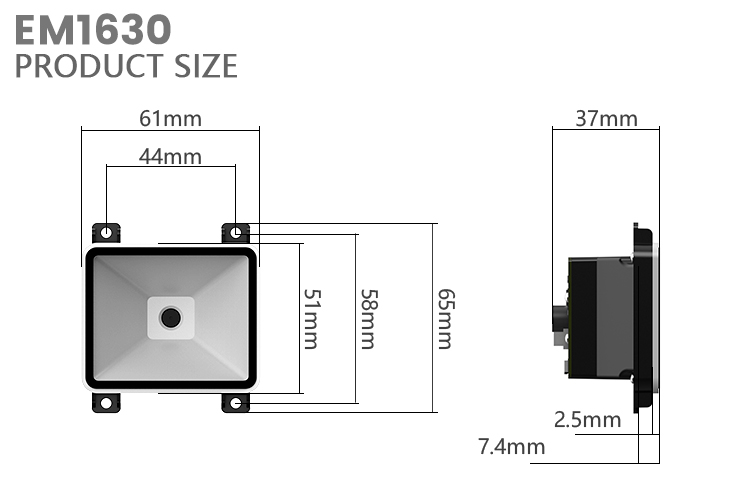 A1EM1630 QR 2D OEM Bar Code Reader Scanner Auto Mobile Lector De Codigo De Barras Module Barcode Scanner Mini Embedded Qr Reader