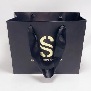 Buy cheap Exquisite Black Kraft Paper Bag Silk Handle Custom Printed Paper Shopping Bags product