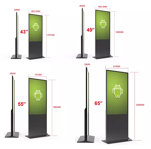 Floor Standing 420W 43" 49" 55" Lcd Touch Screen Kiosk