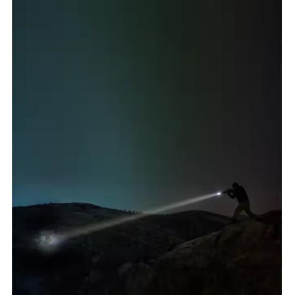 Comparison showing Aithink L2KM flashlight's superior beam distance