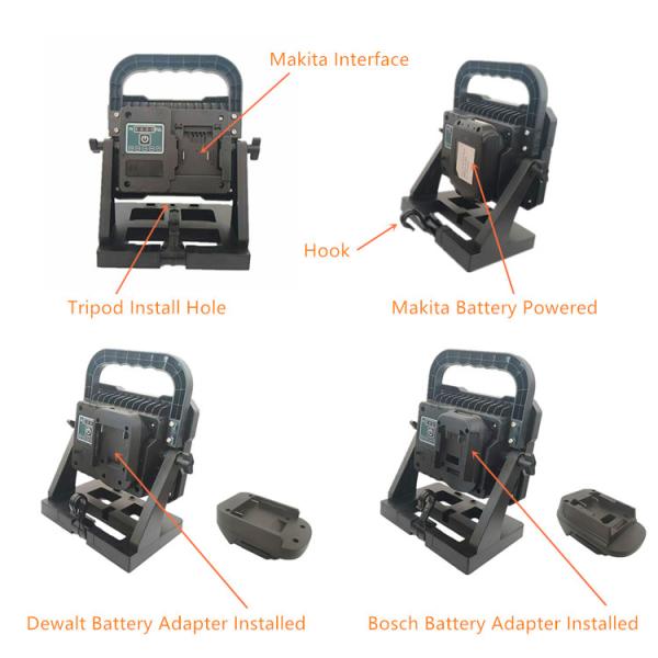 Portable 18V Bosch Ryobi Dewalt Battery Operated Work Floodlight 50W 5000 Lumens
