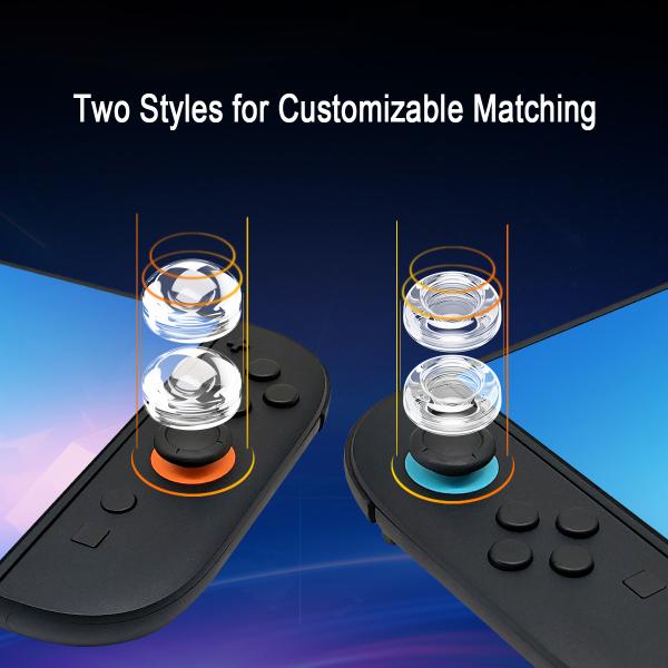 4-in-1 Dual-Height Transparent Liquid Silicone Thumb Grip Caps for Nintendo Switch 2 – High/Low Profile for Customized Control