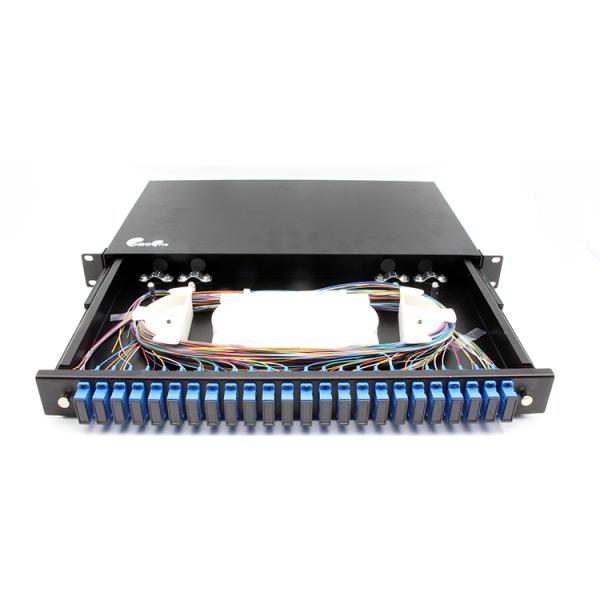 Grey 1U SC 24F Optical Odf Fiber Distribution Frame Cold Rolled Steel Waterproof