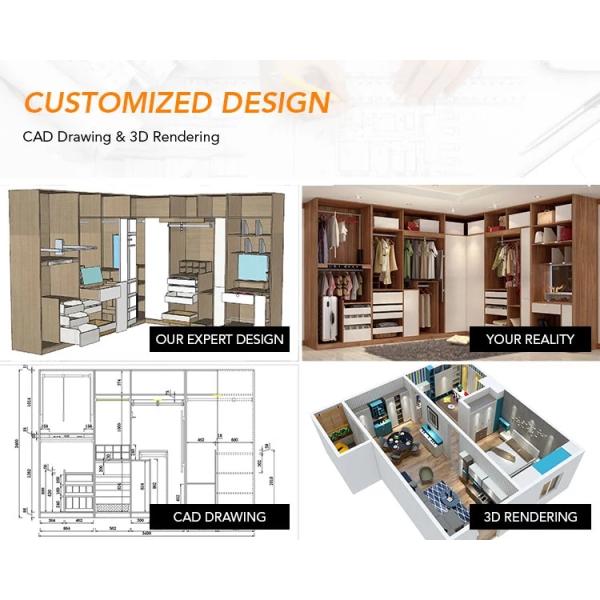 Customized Glossy White Walk In Closet Waterproof Wardrobe With Dressing Table