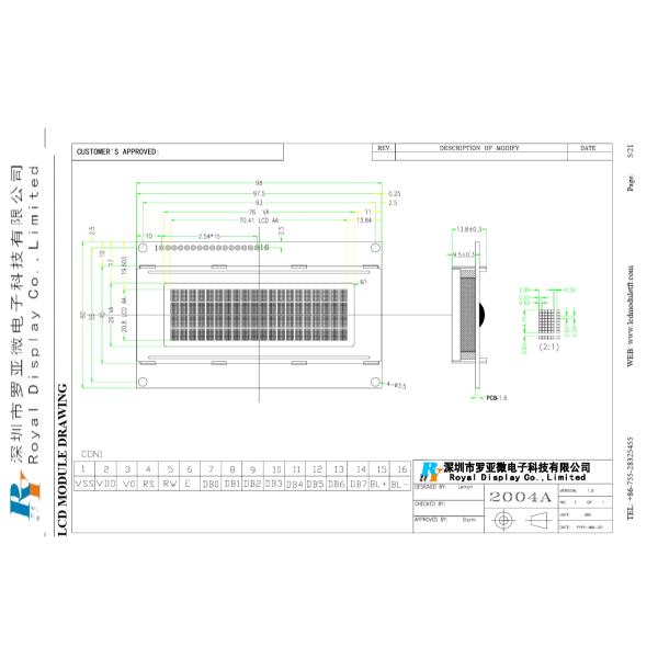 STN Blue Transmissive 1602B Character LCD Module with LED Blacklight