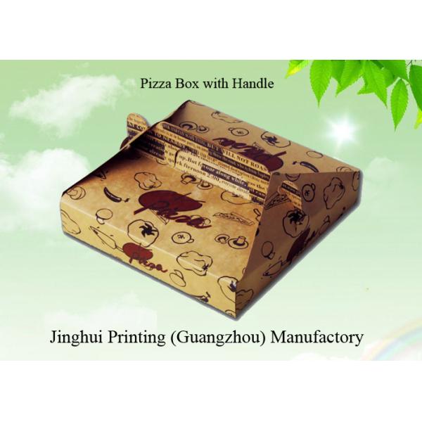 Custom Design 350G Gloss Art Paper Pizza Box With Handle ,Colorful Printing Pizza Box Packaging