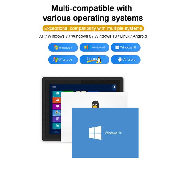 Custom Logo Embedded All-in-One Fanless PLC Industrial Control Computer Vehicle Touch Screen Panel PC with Embedded Logo