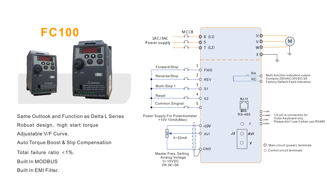TOP1 4.5kw-220V 380V Single Phase or Three Phase Mini Frequency Converter
