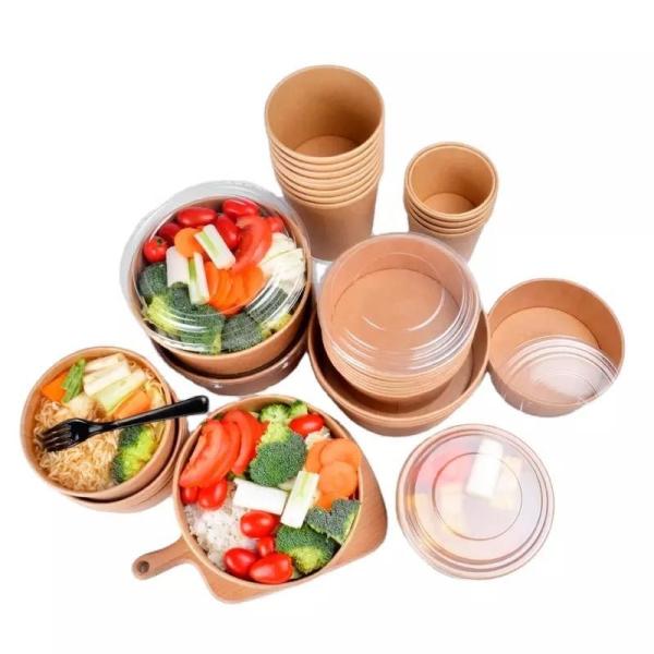 High Quality Food Container Kraft Bowl Brown 500ml Takeaway Kraft Paper Bowl Disposable Kraft Paper Salad Bowl