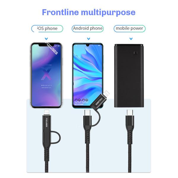 3A PD 18W Multifunctional USB Cable 2 In 1 Type C Fast Charger