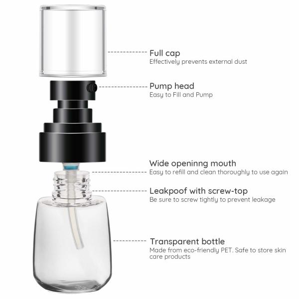 Transparent 30ml Cosmetic PETG Bottles Cream Liquid Foam Pump Bottle