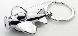 Buy cheap Chrome plated aircraft FOB key ring, metal airplane pendant keychain small quantity, product