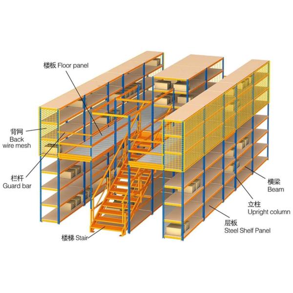 Q355B Steel Industrial Warehouse Mezzanine Rack Systems Floor Design 200-500kg/M2