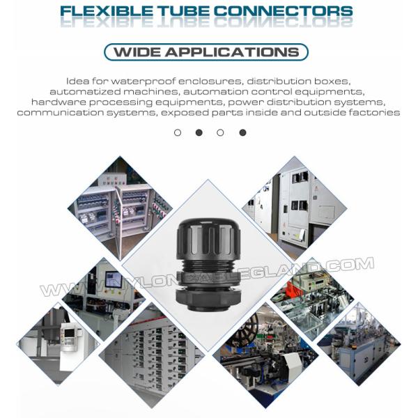 IP68 Plastic Straight Connectors, Adjustable Nylon 6 Cable Glands Waterproof Joints c/w M12~M63 Threads for AD10~AD54.5 Flexible Tubes