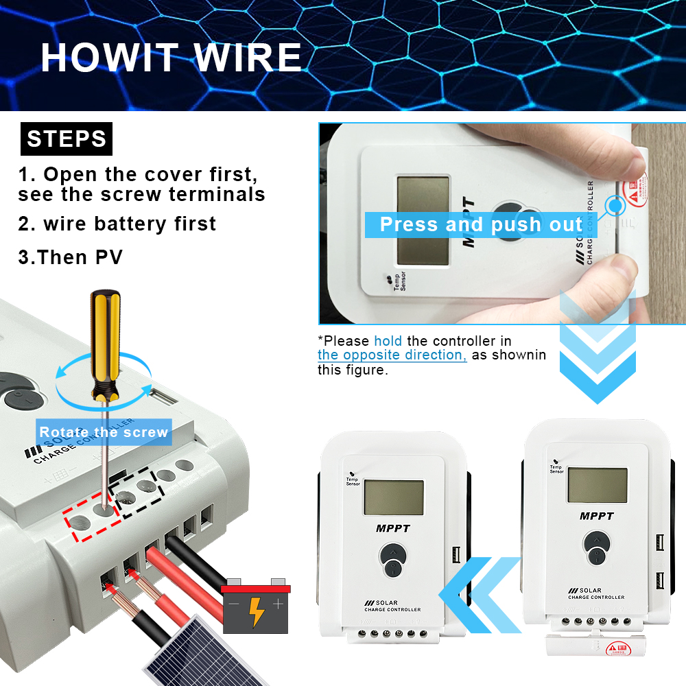 24 Hours Work Time 10A 20A 30A 40A 50A 60A Mppt Gel Lifepo4 Lithium Battery Charging Controller 12V 24V Auto Solar Panel Charge Controller