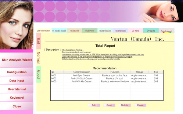 Hot sale intelligent skin analyzer machine with high resolution