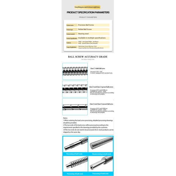 Gothic raceway zero backlash design ISO certified C3-level high precision rolled ball screw for CNC and 3D printing