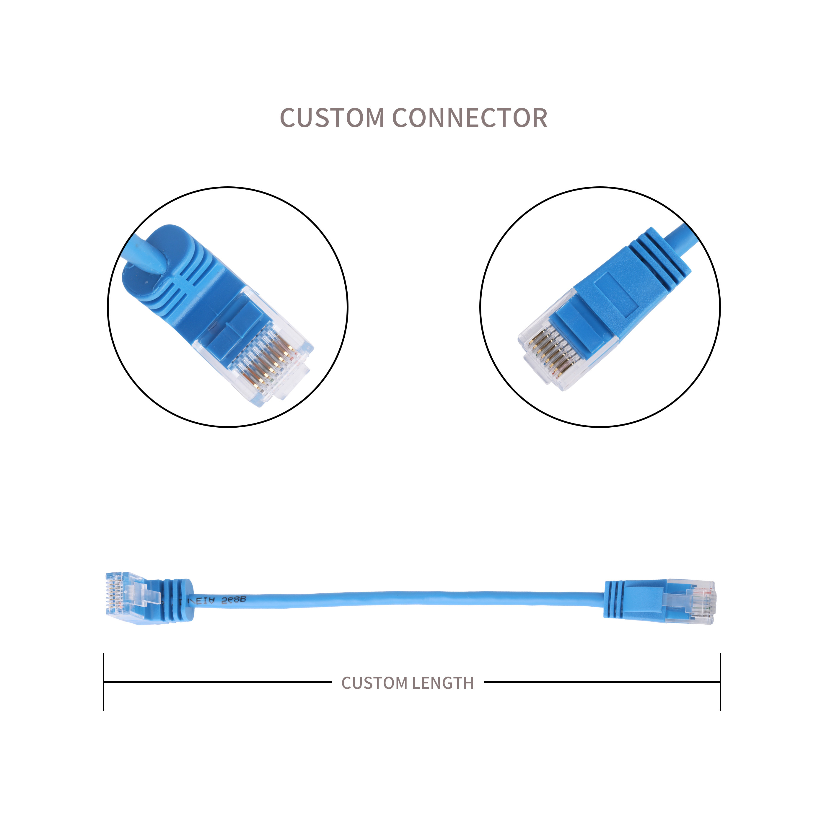 Vertical 90 Degree Interface Slim Utp Cable Gigabit Molded Ethernet Blue Length Customize