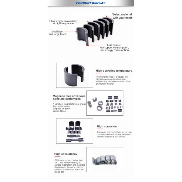 Ndfeb Permanent Arc Segment Neodymium Magnets N52 Energy Storage Material