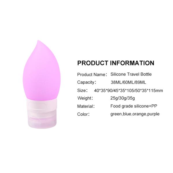 60ml Leak Proof Squeezable Silicone Travel Shampoo Bottles