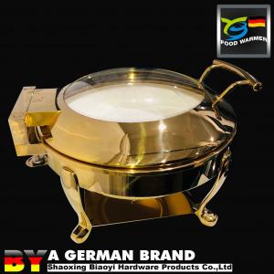Buy cheap Luxury Golden 6L Round Chafing Dish Of Tiger Feet Frame With Ceramic Pan product
