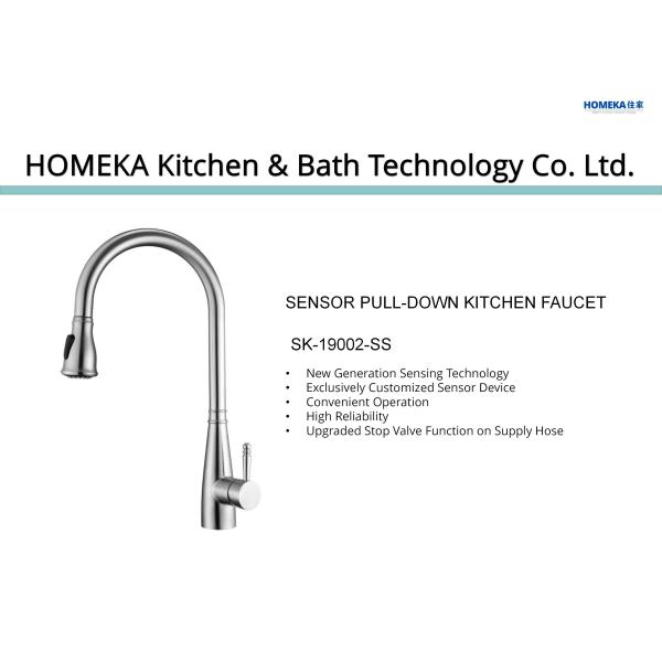 0.75Mpa Pull Down Single Handle Kitchen Faucet SUS304 Stainless Steel Touchless Faucet