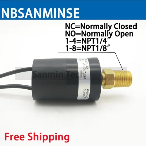 SMF08A 1/8 1/4 High Current Pressure Switch Fixed Set Point Automatic Reset Air Water Pressure Switch NBSANMINSE