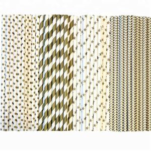 Portable Recyclable Metallic Paper Straws Customized Printed CE Certificated