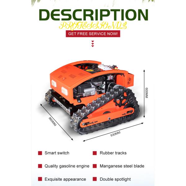 China Supply Rubber Crawler Robot Gasoline Self Propelled Garden Remote Control Lawn Mower for Sale