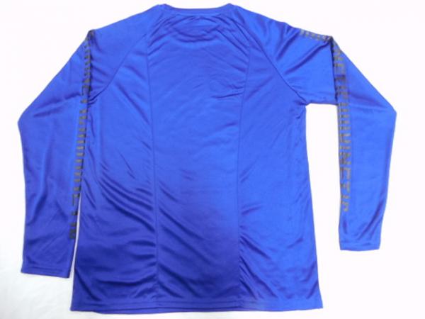 Customzied Brand Crew Neck Fabric 140gsm Long Sleeve Tshirt Bule Color