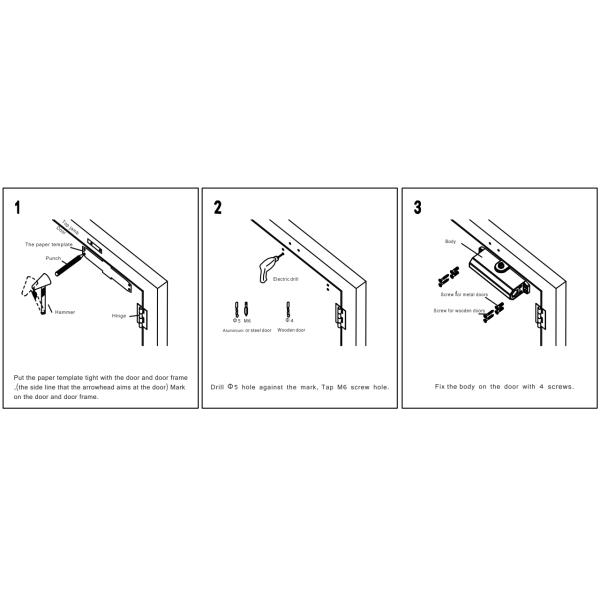Automatic Electric Door Closer Closing Speed Adjustment 180° Max Opening Angle