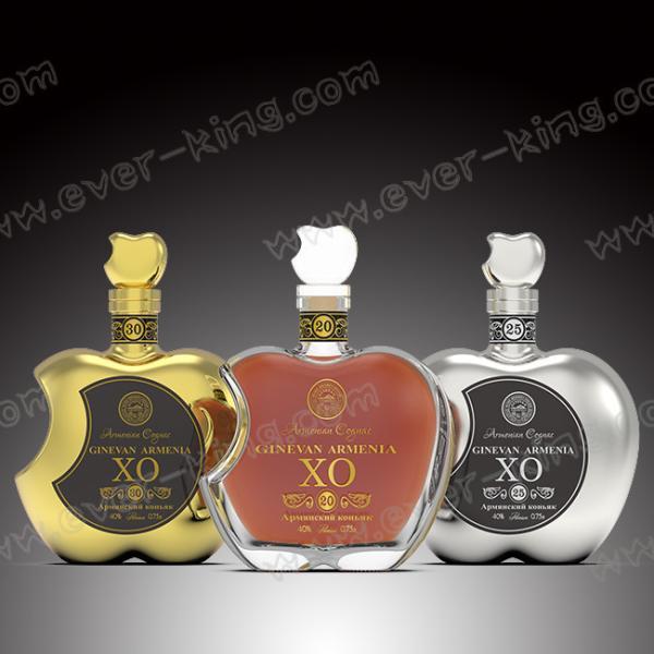 Bowling Shaped 750ml Clear Flint Glass Bottles For Brandy