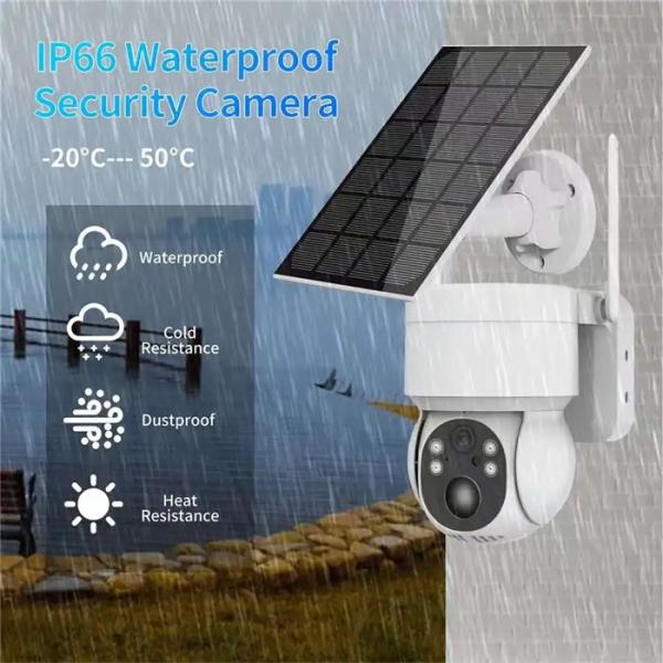 4MP WiFi PTZ Solar Security Camera 4G 3.7W Solar Panel Durable