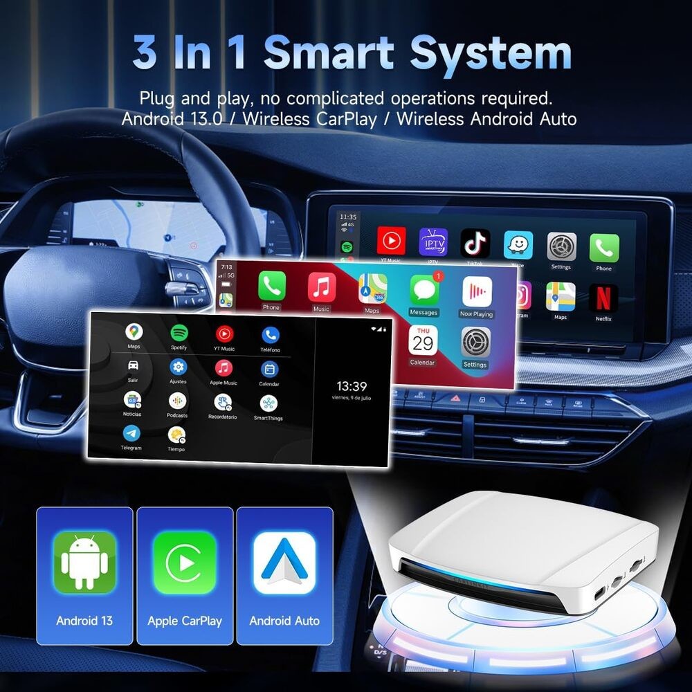 Wired to Wireless Adapter Carplay and Android Auto to Tbox CPC200 Youtube Netflix Wireless Android 13 Carplay Magicbox