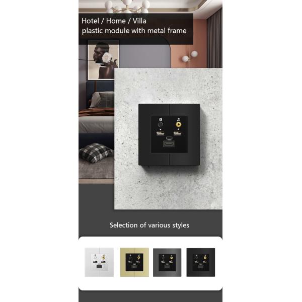 Aluminum Frame Multimedia Wall Socket UK standard USB / Bluetooth / HDMI