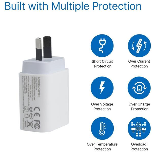 20W Dual-Port USB Wall Charger with USB-C and USB-A