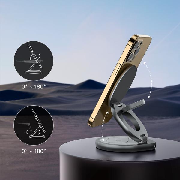 TypeC 3 In One Foldable Charger 15W Rotating Wireless Charger ROHS