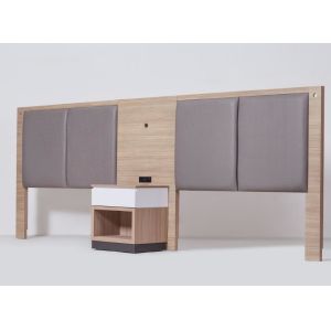 Buy cheap Springhill Suites Hotel Customized Simple Upholstery Fabric with HPL Wooden Hotel Furniture Queen Bed headboard product