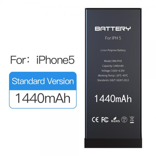 Quality 1440mAh Original Capacity Iphone 5 Battery Replacement Black Color 1 Year Warranty for sale